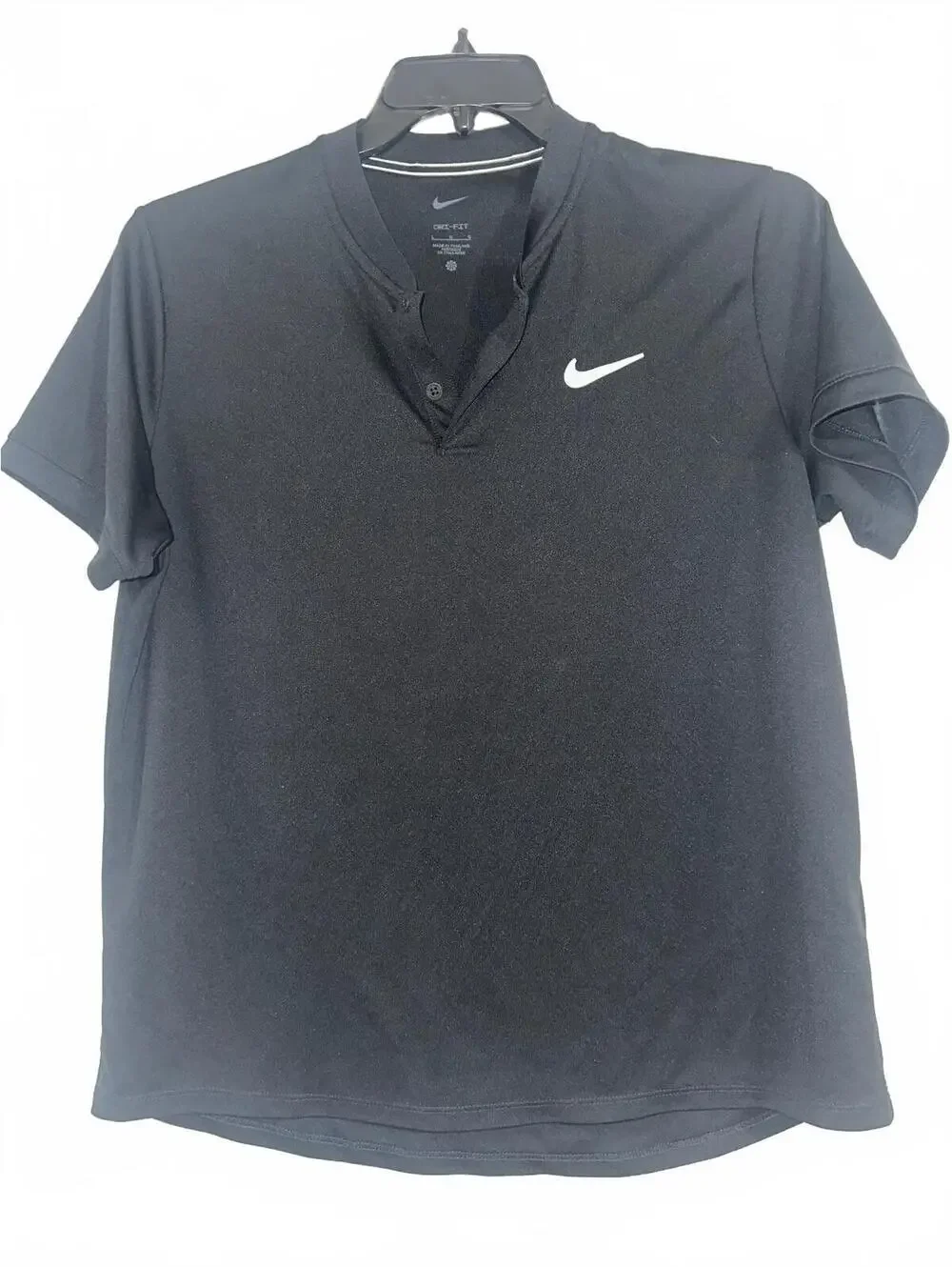 Nike Dri-FIT Womens Large Black Golf Polo Shirt Swoosh Athletic Performance